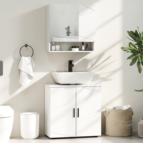 kleankin Bathroom Vanity Unit, Under Sink Cabinet with Shelf, White