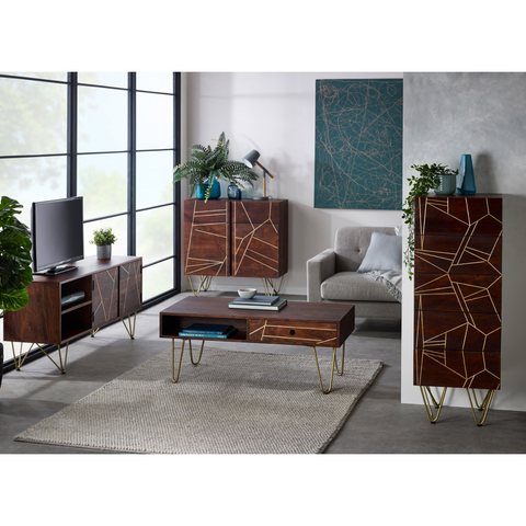 Dark Gold Tall Chest Of Drawers