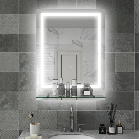 Dimmable Bathroom Mirror with LED Lights, 3 Colours, Defogging Film