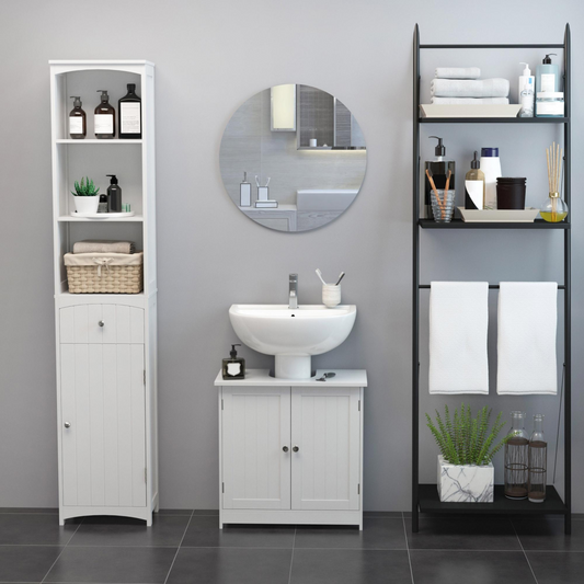 Basin Sink Vanity Cabinet Toilet Bathroom Shelf Door Storage Wooden