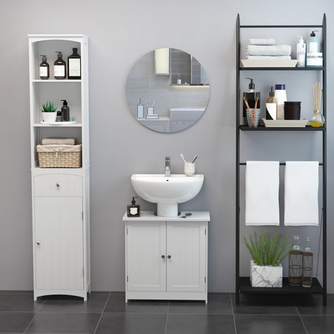 Basin Sink Vanity Cabinet Toilet Bathroom Shelf Door Storage Wooden