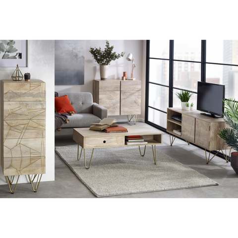 Light Gold Tall Chest Of Drawers