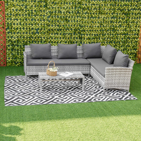 Reversible Outdoor Rug Portable Plastic Straw RV Camping Mat - 182x274cm