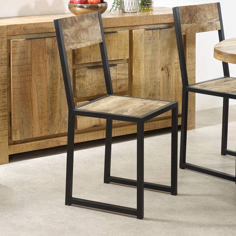 Cosmo Industrial Metal & Wood Dining Chair (Set of 2)