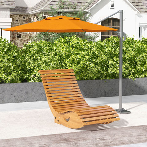 Outdoor Rocking Chair w/ Slatted Seat, Wooden Rocking Chair, Teak