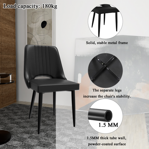 Dining Chairs with Cut-Out Backrest, Modern Kitchen Chair, Scandinavian Faux Leather Chair with High Back for Living Room Kitchen