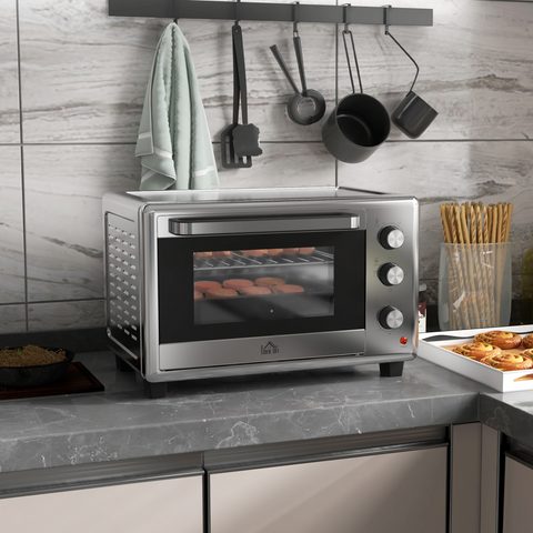 30L Mini Oven with Adjustable Temperature, 60 Min Time 1600W, Silver