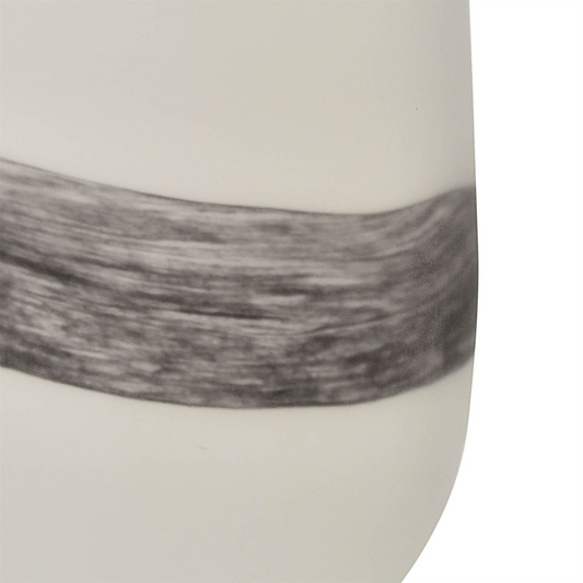 Objets d''Art White Glass Vase with Blue Band 28cm