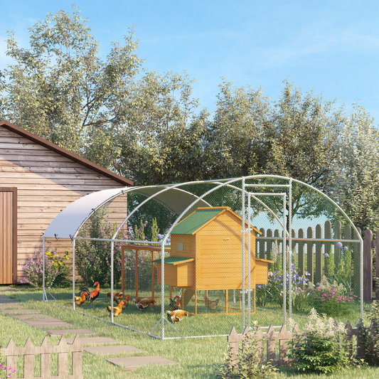 Walk-In Chicken Run Galvanised Chicken Coop with Cover 2.8 x 1.9 x 2m