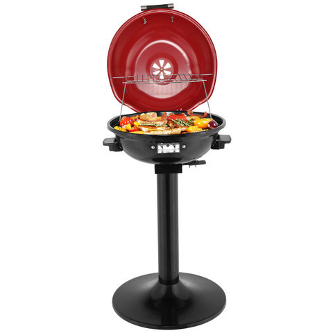 Electric BBQ Grill with Stand, Portable Double Layer Indoor/Outdoor Electric Grill for Indoor & Outdoor Use, 1600W, Red