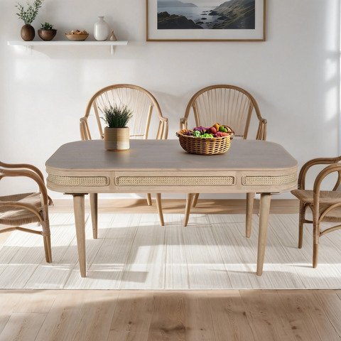 Valencia Cane & Mango Wood Dining Table 6 Seater