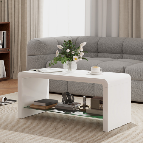 Storage Coffee Table, Centre Table for Living Room, White