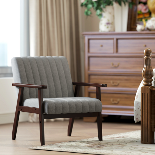 Modern Accent Chair Upholstered Armchair for Bedroom Living Room Grey
