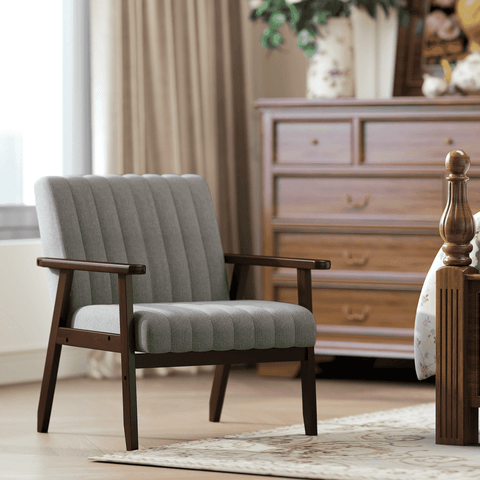Modern Accent Chair Upholstered Armchair for Bedroom Living Room Grey