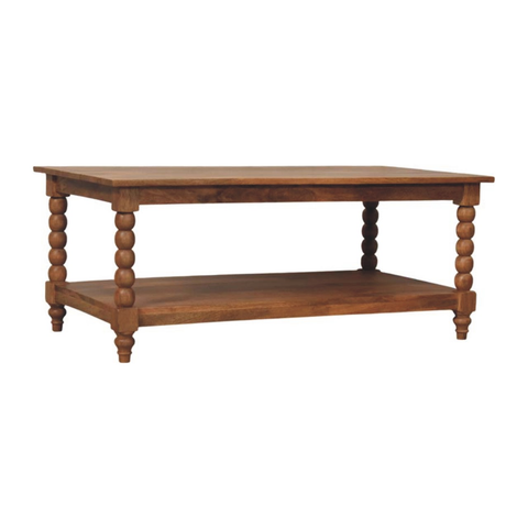 Artisan Furniture Solid Wood Spindle Coffee Table, 1 Open Slot, Brown