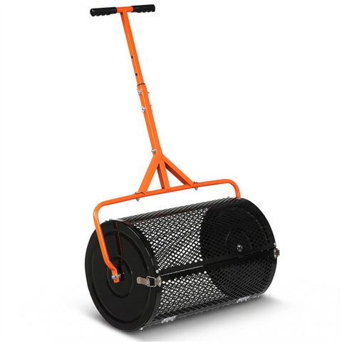 24" Lawn Topdressing Spreader with 0.75"×0.5" Mesh, Compost Spreader for Soil Sand Fertilizer Orange