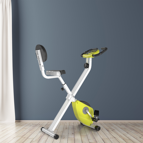 Magnetic Resistance Exercise Bike Foldable LCD Adjustable Seat Yellow