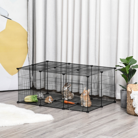 DIY Pet Playpen Cage 22 Piece w/Door Bunny Chinchilla Guinea Pig Pawhut