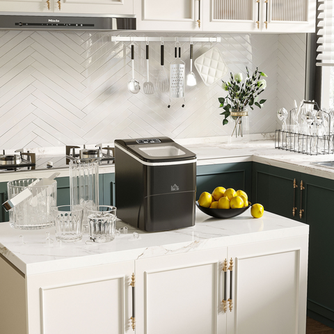 Ice Maker 12kg/24H Production with Scoop Basket for Home Office Black