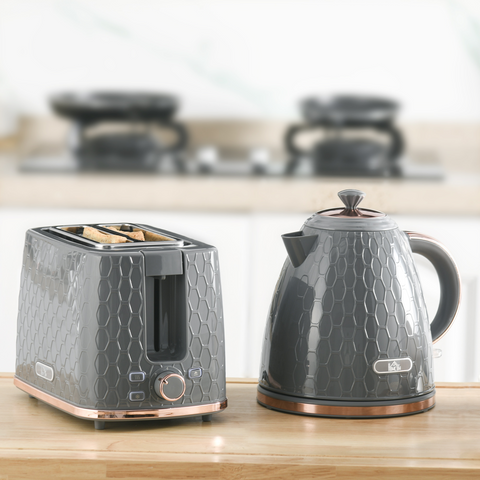 Kettle and Toaster Set 1.7L Fast Boil Kettle & 2 Slice Toaster Set Grey