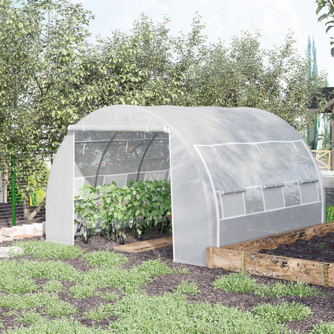3 x 3 x 2 m Polytunnel Greenhouse Pollytunnel Tent w/ Steel Frame White