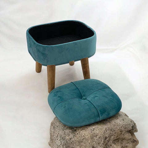 BLUE WOODEN STOOL