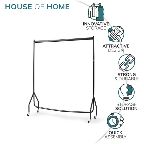 Extra Heavy Duty 6ft Long x 5ft Tall Clothes Rail In Black