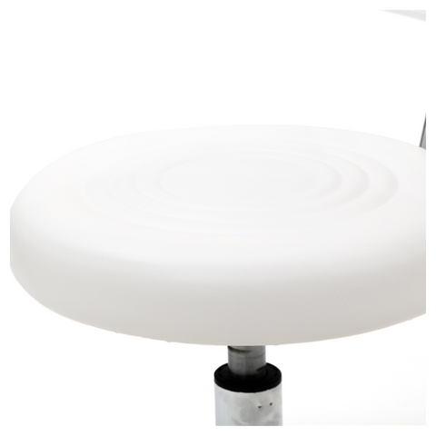 Round Shape Adjustable Salon Stool with Back and Line White