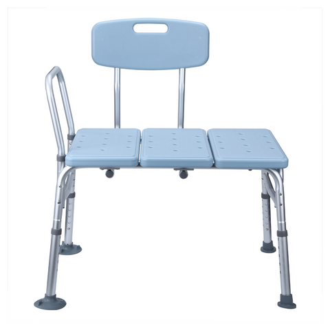 Medical Bathroom Safety Shower Tub Aluminium Alloy Bath Chair Transfer Bench with Back & Handle Blue