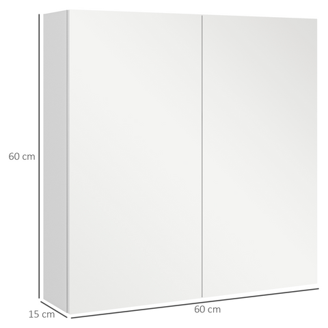 kleankin Wall Mounted Bathroom Storage Cupboard W/ Mirror and Shelf, White