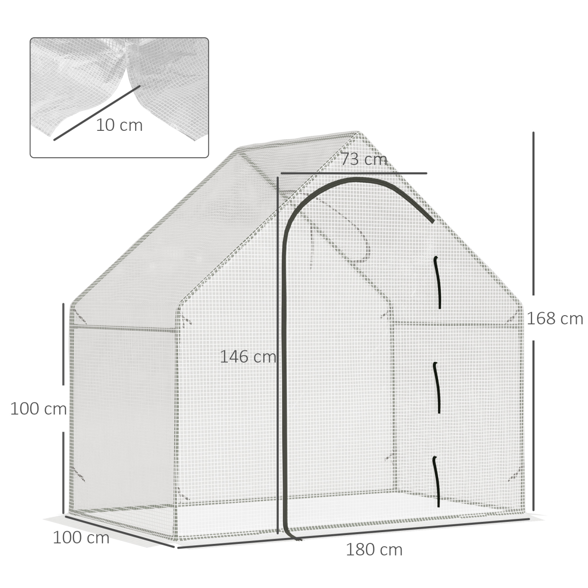 Diagram of a greenhouse with dimensions labeled