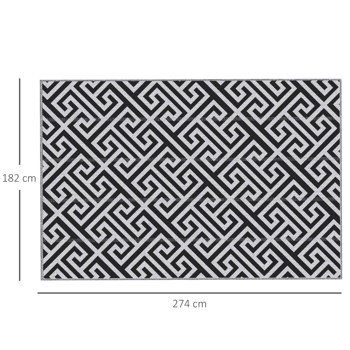 Reversible Outdoor Rug Portable Plastic Straw RV Camping Mat - 182x274cm
