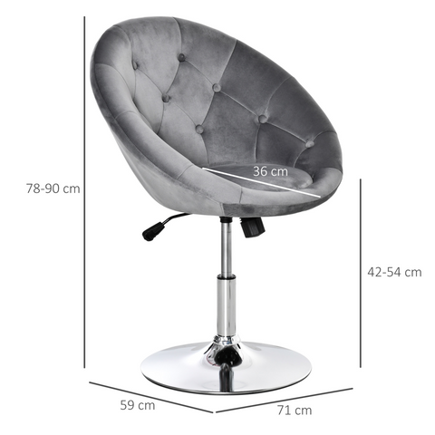 Swivel Dining Height Bar Stool Adjustable Armless Tub Chair Grey