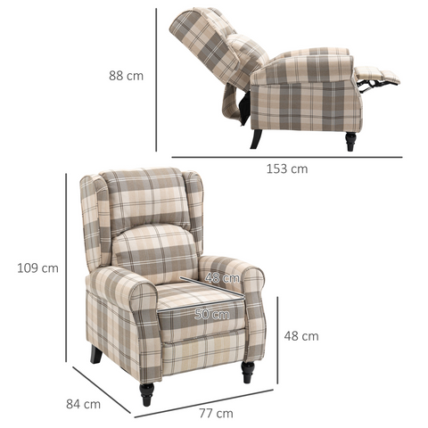 Recliner Chair for Living Room Wingback Chair with Padded Armrest Khaki