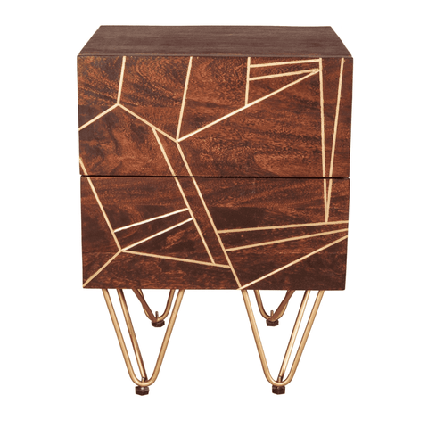 Dark Gold 2 Drawer Side Table