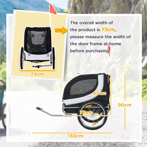 Pet Bicycle Trailer Dog Cat Bike Carrier Water Resistant Travel Steel Black