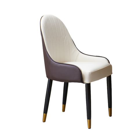 Dining Chairs Set of 2, Dining Chair with PU Leather White and brown metal legs for Living Kitchen Dining Room