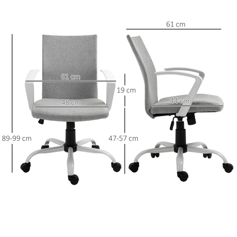 Office Chair Linen Swivel Computer Desk Chair Home Study Task Chair, Light Grey