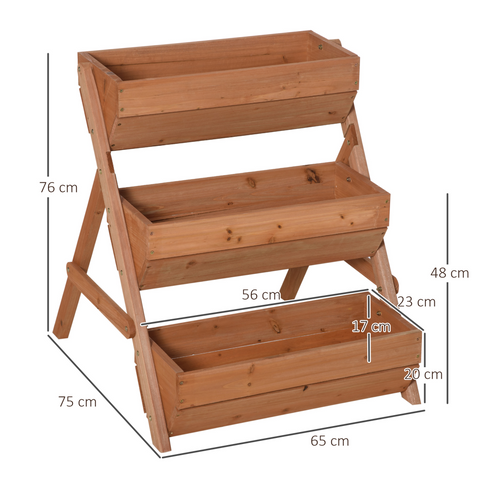 Outsunny - Garden Bed Wooden Elevated Planter Box Kit, Brown
