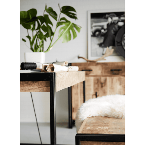 Cosmo Industrial Metal & Wood Dining Table - Medium