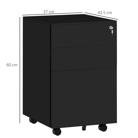 Vinsetto Steel File Cabinet with Lock Hanging Bar for Letter A4 Legal Size Black