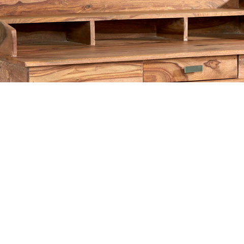Wooden TV stand with drawers on a white background