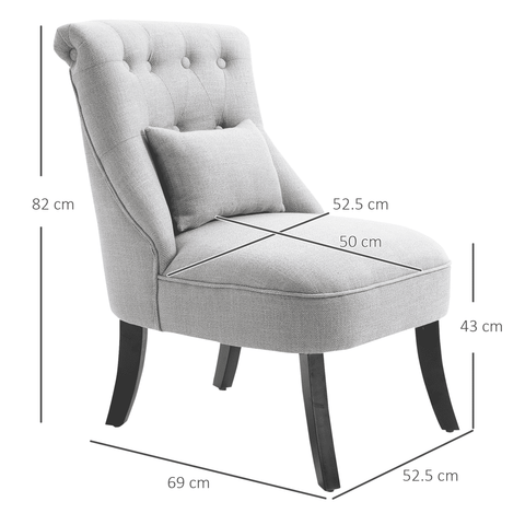 Fabric Single Sofa Dining Chair Upholstered W/ Pillow Solid Wood Leg Living Room
