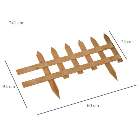 12-Pack Wooden Border Fences - Garden Fixed Picket Fence Set