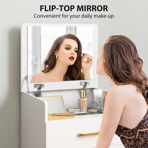 3 in 1 Dressing Table Vanity Desk with Mirror and Cushioned Stool