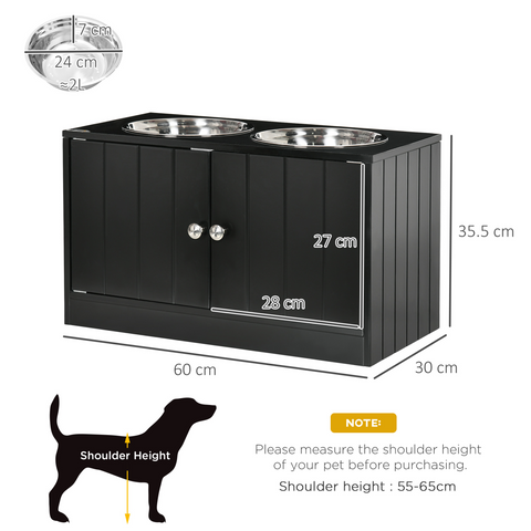 Elevated Dog Feeder Station for Large Breeds with Stainless Bowls & Storage