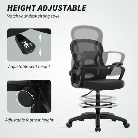 Vinsetto Mesh Office Chair with Lumbar Support, Adjustable Height, Black
