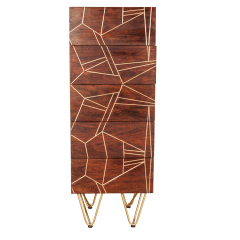 Dark Gold Tall Chest Of Drawers