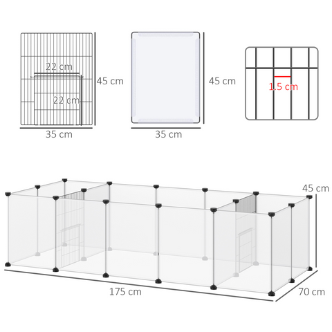 Pet Playpen, 18 Panels DIY Small Animal Cage for Guinea Pigs Hedgehogs
