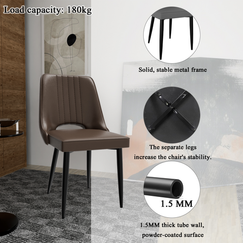 Dining Chairs with Cut-Out Backrest, Modern Kitchen Chair, Scandinavian Faux Leather Chair with High Back for Living Room Kitchen